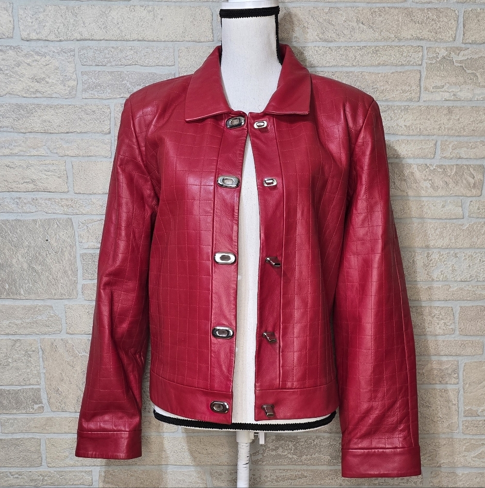Vintage Sharon Young Red Leather Jacket